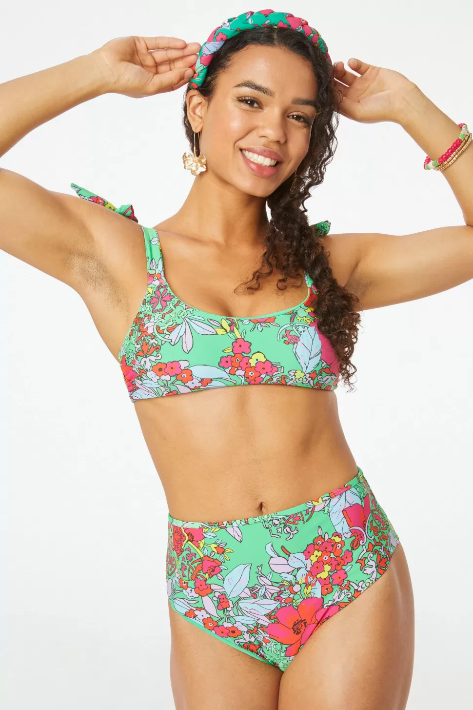 Roller Rabbit Ashbury Floral Tie Shoulder Bralette Green Best Sale