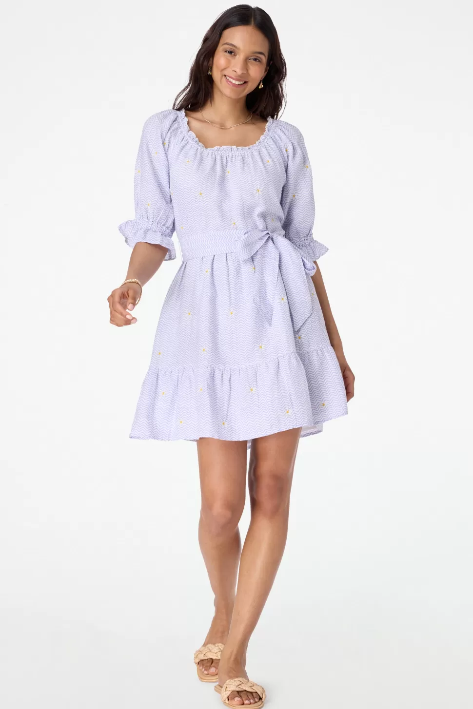 Roller Rabbit Ditsy Daisy Embroidered Miller Dress Periwinkle Discount