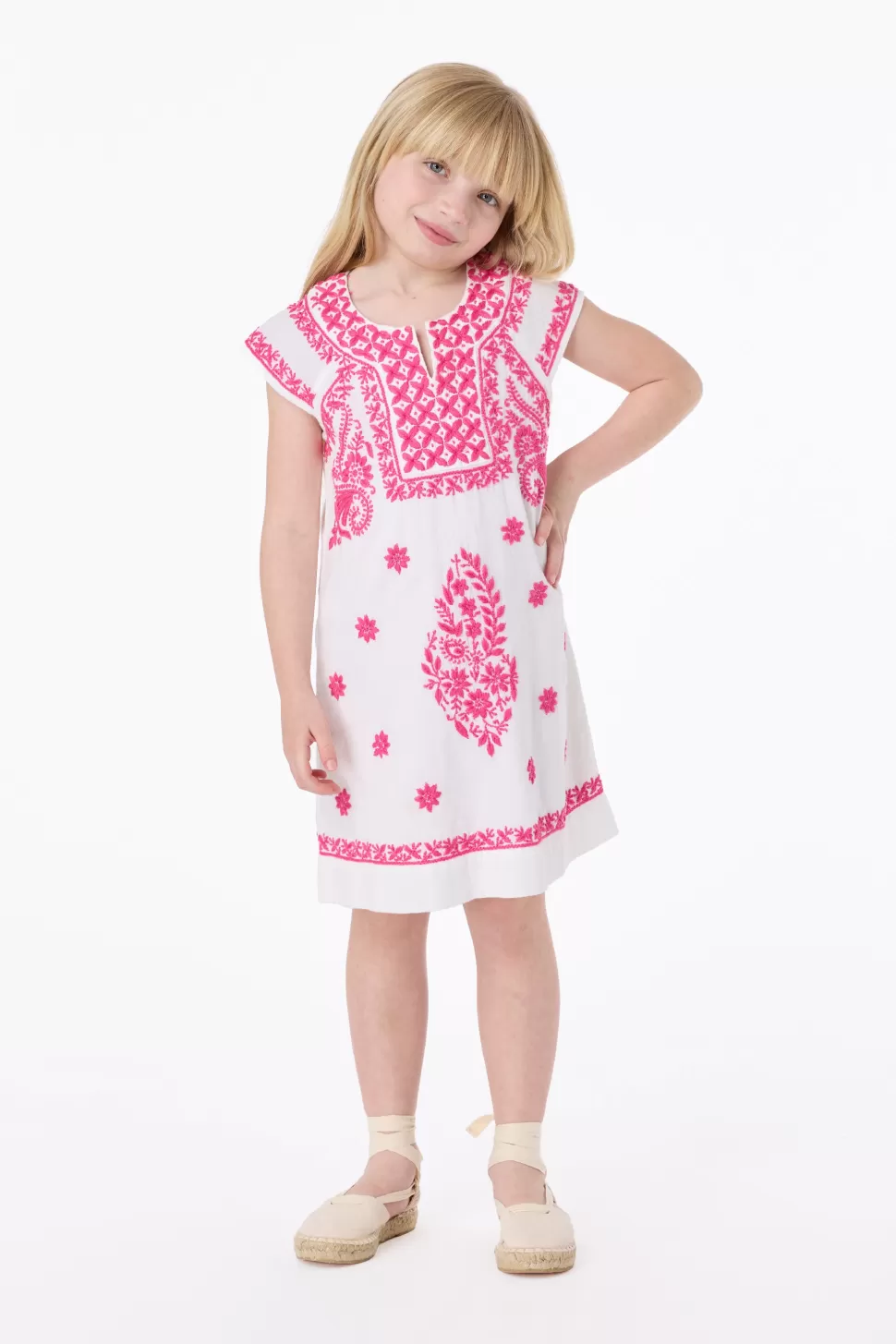 Roller Rabbit Girls Faith Dress White/Hot Pink Cheap