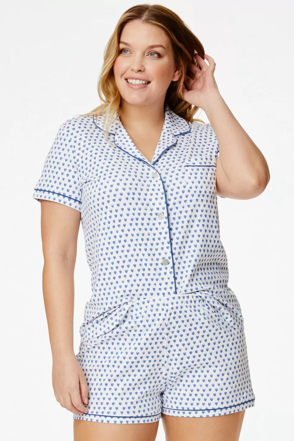 Roller Rabbit Hearts Polo Pajamas Blue Fashion