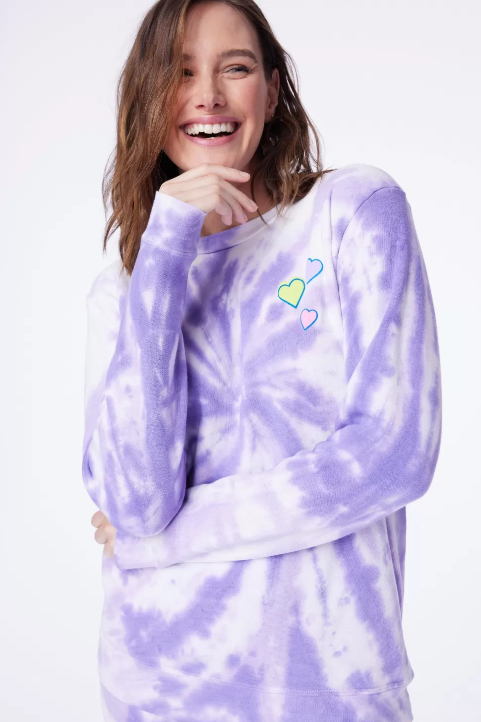 Roller Rabbit Hearts Tie Dye Crewneck Lavender Discount