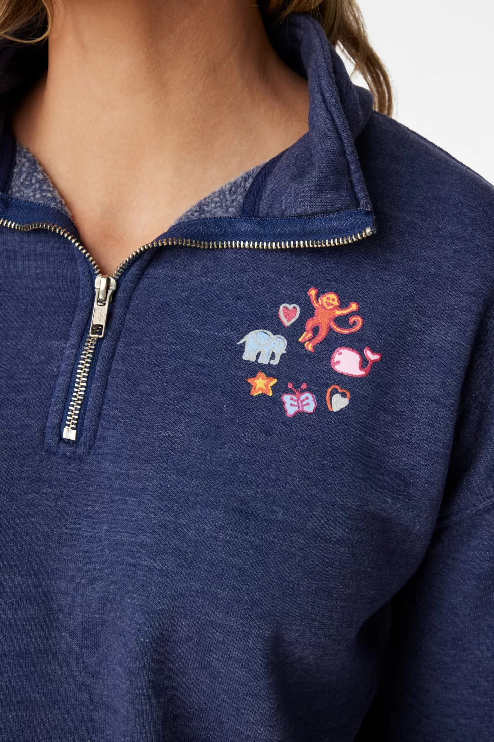 Roller Rabbit Icon Wave Half Zip Navy Discount