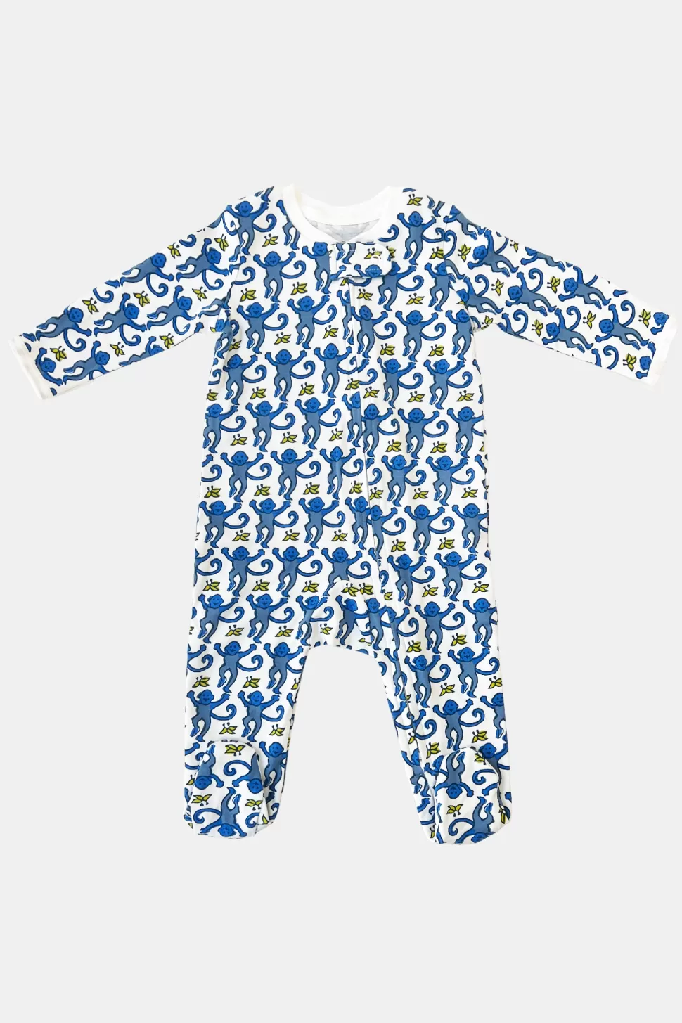 Roller Rabbit Infant Monkey Zipper Footie Blue New