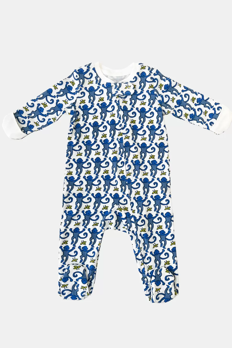 Roller Rabbit Infant Monkey Zipper Footie Blue New