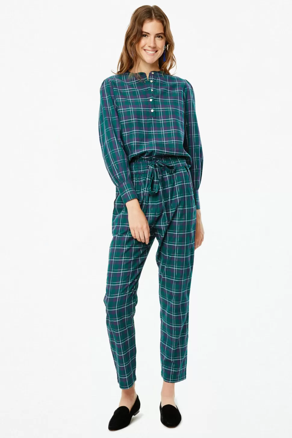 Roller Rabbit Inverness Plaid Glenda Top Green Online