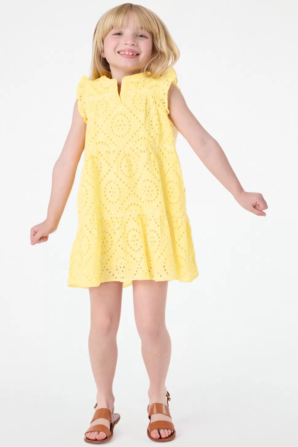 Roller Rabbit Kids Daisy Love Eyelet Patty Dress Yellow Hot