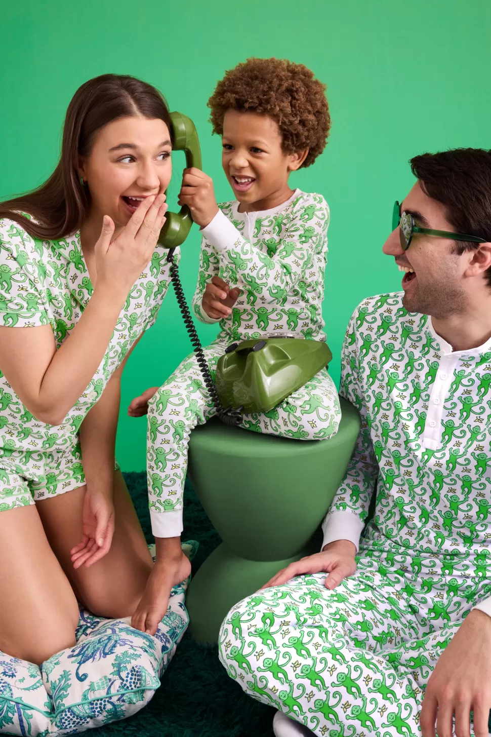 Roller Rabbit Kids Monkey Pajamas Emerald Hot