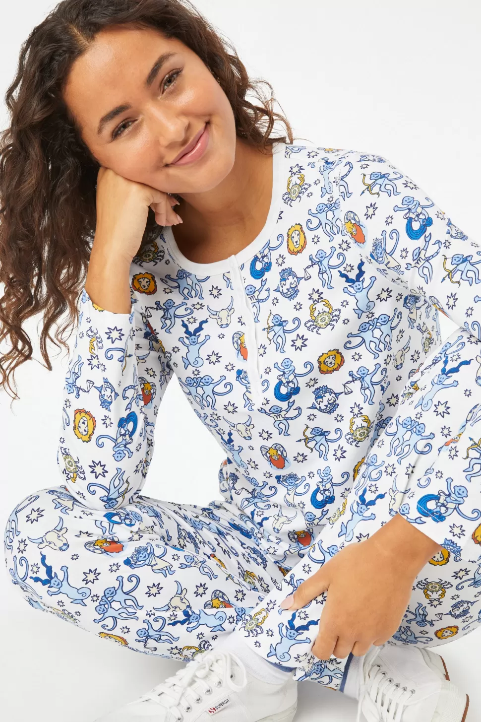 Roller Rabbit Monkey Horoscope Pajamas White Sale