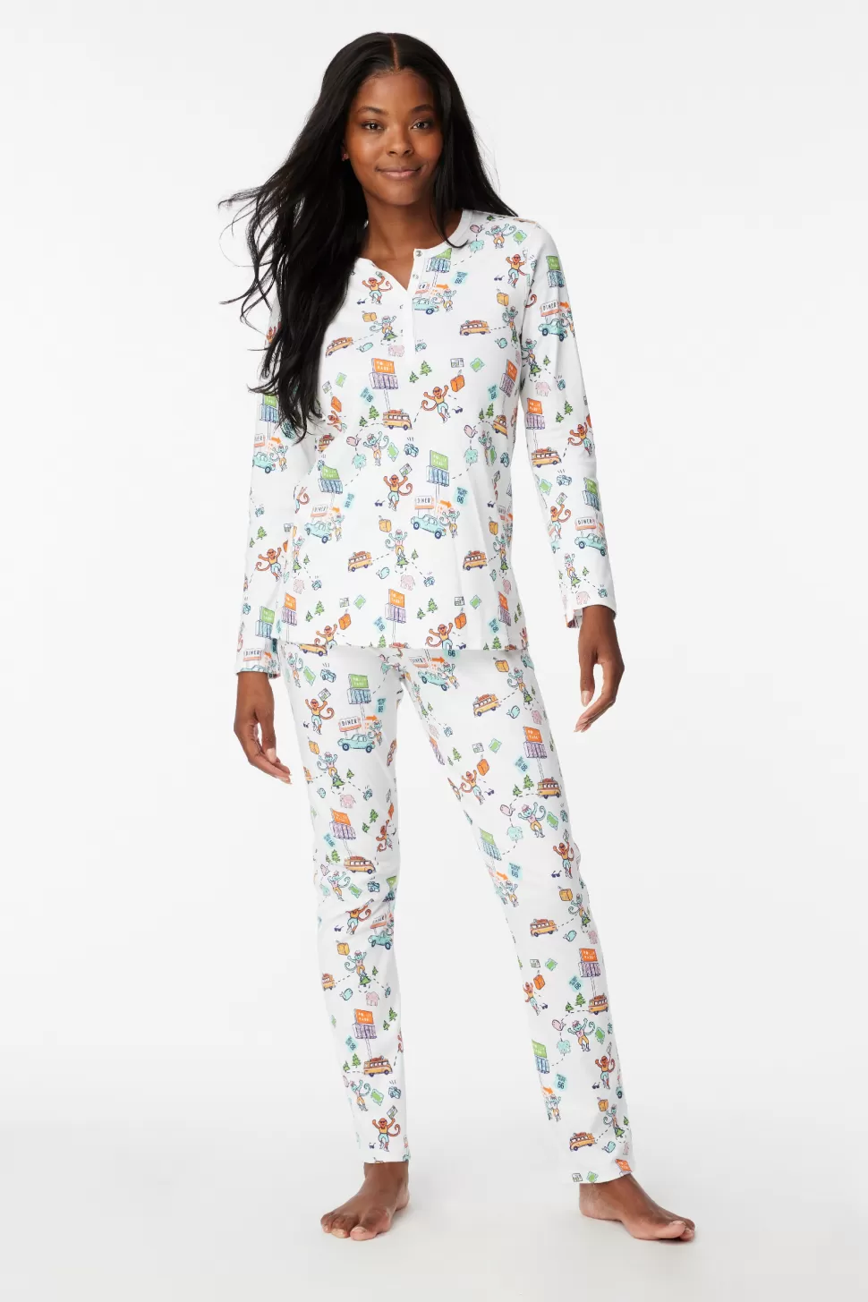 Roller Rabbit On The Road Pajamas White Clearance