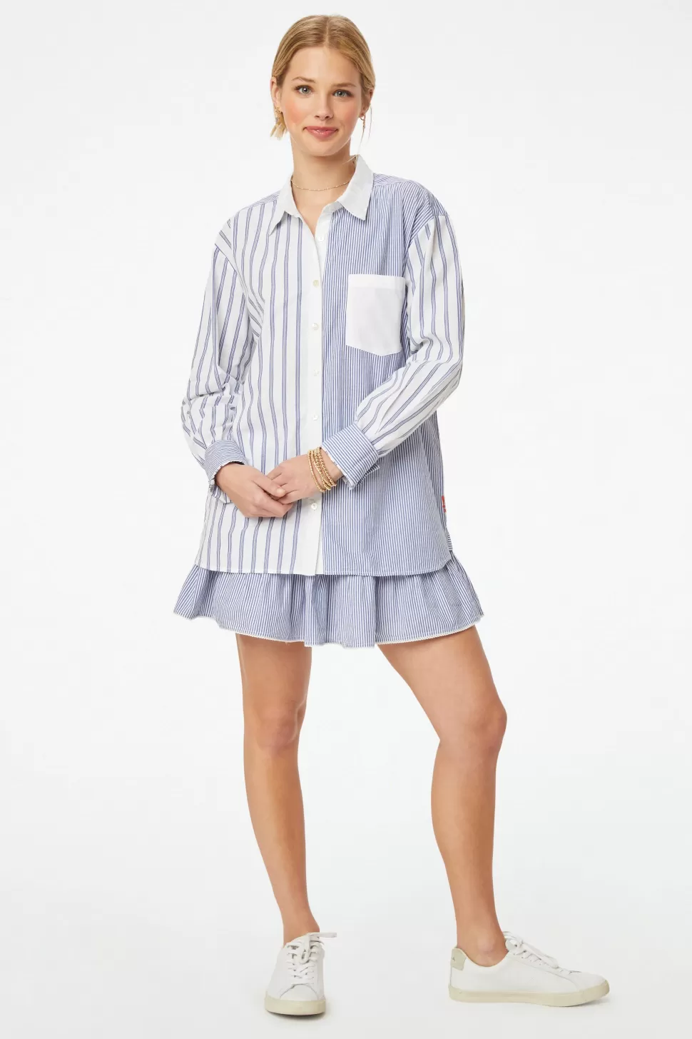 Roller Rabbit Pinstripe Boyfriend Shirt Blue Discount