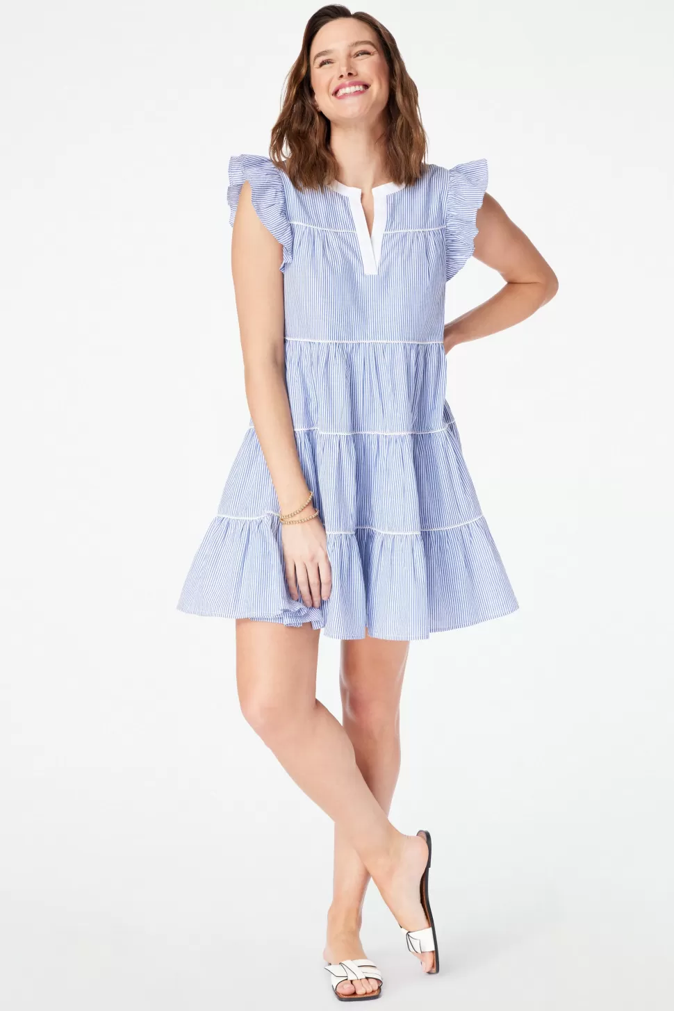 Roller Rabbit Pinstripe Pippa Dress Blue New