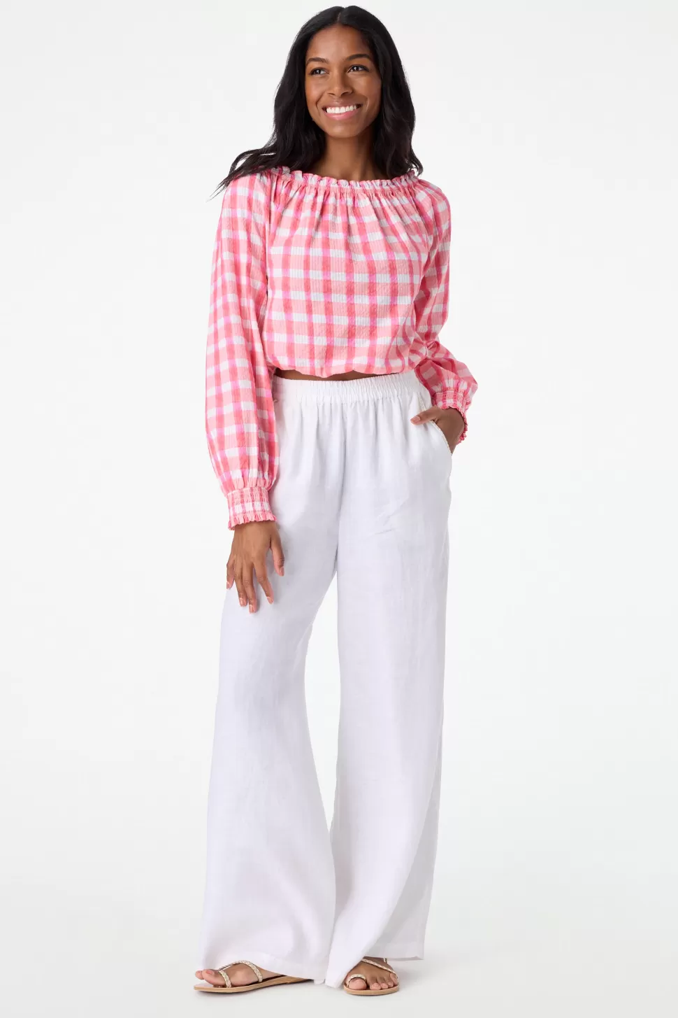 Roller Rabbit Posey Plaid Melia Top Pink Cheap